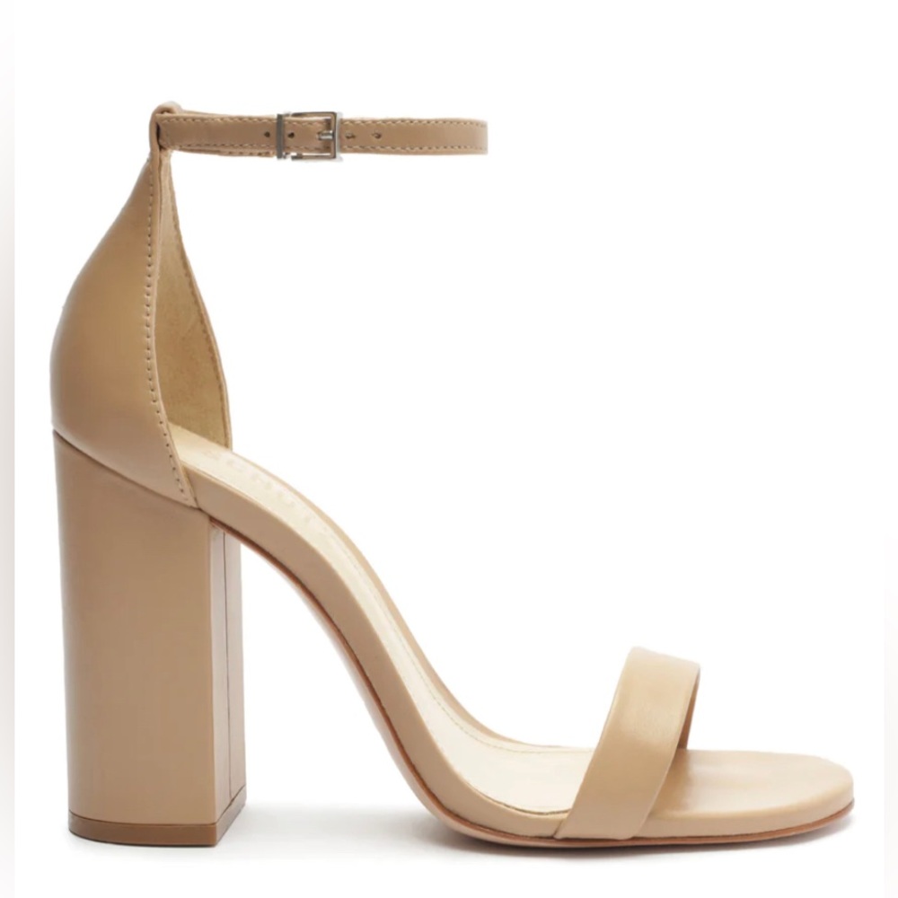 Cadey Lee Block Nappa Leather Sandal Size 8.5 Nude